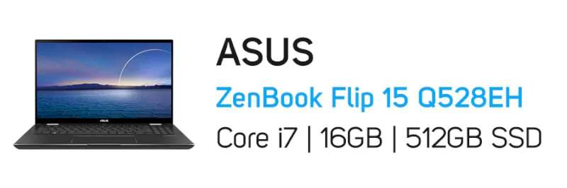 لپ تاپ ایسوس مدل ASUS ZenBook Flip 15 Q528EH i7 16GB 512SSD 4GB